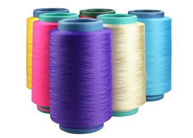 중국 염색된 색깔 폴리에스테 DTY 털실은, 낮은 탄력 있는 폴리에스테 털실 150D/48F를 texturised 협력 업체